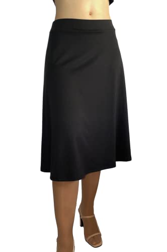 C K CrisKat Falda Mujer Elástica Plisada Básica Falda Larga, Midi y Corta de Punto Bohemia Talla Grande Cintura Elástica (XL, Negro Midi2)