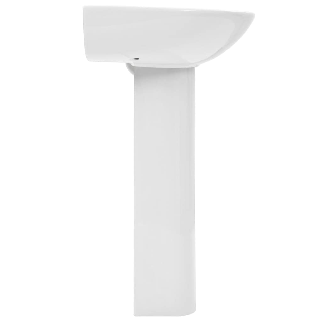 vidaXL Lavabo Autoportant avec Socle en Céramique Blanc Vasque Salle de Bain