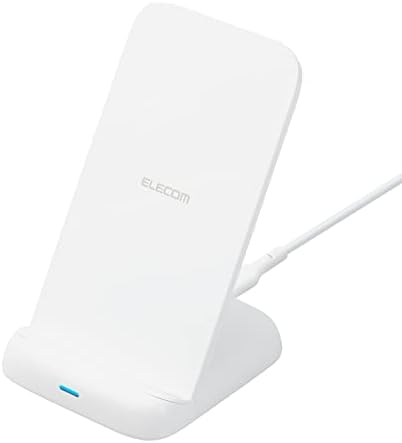 Elecom W-QS08WH Wireless Charger, Qi Certified, Maximum 10W Output, Stand, 3 Coils, Anti-Slip Pad, Type-C (Input Port), C-C Cable Included, EPP Standard Compatible, Compatible with iPhone, Galaxy,