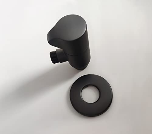 Gzila Angle Water Stop Valve Quarter Turn 1/2" Inlet X 3/8" Outlet, Matte Black Shut Off Angle Valve With Flange, Solid Brass #TOP3