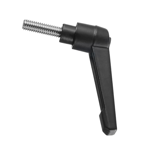 Image of uxcell Adjustable Clamping Lever Handle M6 x 20mm Metric 304 Stainless Steel Male Threaded Stud Hand Knobs Push Button Ratchet Rotating Screw Handles Bolts with Locking Lever Black
