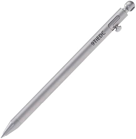 9TiEDC Small Bolt Action Pen for Daily Writing,Mini Titanuim EDC Pen for Daliy Easy Carry,Refillable & Retractable Small Ballpoint Pens,0.5MM Point,Black Ink