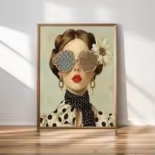 Motyl z portretem dziewczynki, plakat i nadruki, skandynawska moda, okulary, kobiety, kwiaty, sztuka ścienna, obraz ścienny na płótnie (20 x 30 cm/rama wewnętrzna)