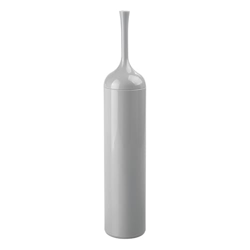 mDesign Modern Toilet Brush - Washroom Brush with Holder Toilet Scourer - Made of Plastic - 7.6 cm x 7.6 cm x 41.3 cm - Grey