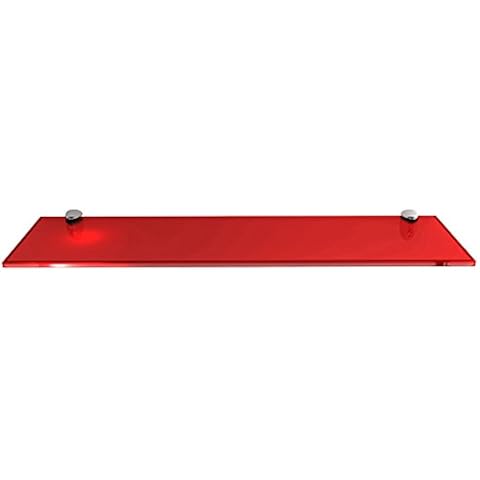 Fab Glass and Mirror Rectangle Floating Glass Shelf Kit, 6" X 18", Red Cover