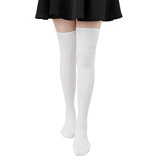 DRESHOW Extra Long Thigh High Socks Long Boot Stockings Striped Over Knee Socks for Women Leg Warmers
