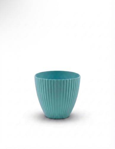Image of Blue Plastic Flower Pot for Indoor & Outdoor Plants | Decorative Round Planter | Lightweight Garden Pot