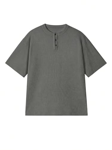 Image of The Modern Soul Men's Waffle Knit Henley Half Sleeve Tshirt for Men