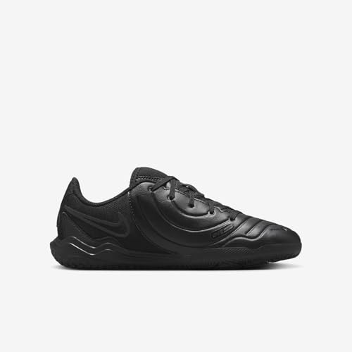 Nike Jr. Tiempo Legend 10 Club Little/Big Kids' Indoor/Court Low-Top Soccer Shoes (DV4354-002, Black/Deep Jungle/Black) Size 33