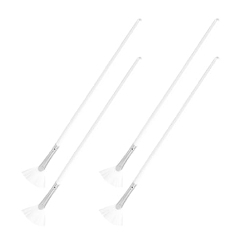 Baluue Fan Brushes for Facial 4pcs Fan Mask Brushes, Soft Fan Facial Mask Applicator Tools, Makeup Brushes Cosmetic Tools with Handle for Women Girls Mud Cream Peel Glycolic Makeup