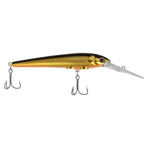 Berkley Deep Hit Stick Fishing Lure, Black Gold, 1/2 oz, 4.25in, Wide, Aggressive Tail Action and Beefier Profile, Equipped with Sharp Fusion19 Hook