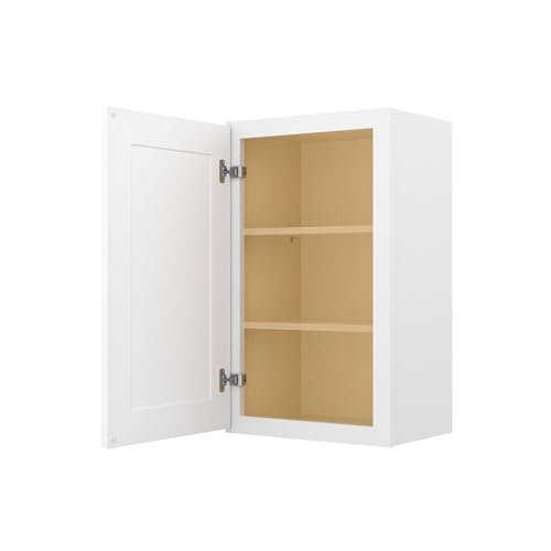 Image of Furinno Shaker Wall Kitchen Cabinet 1-Door-2 Shelves, Ready to Assemble, 12 D x 18 W x 30 H, White