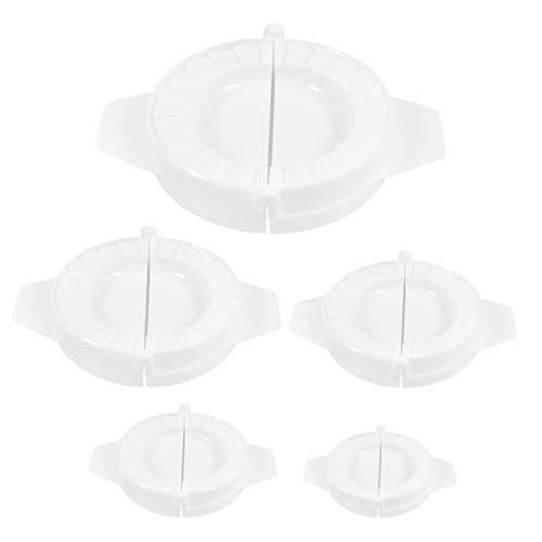 Gatuida Juego de 5 Moldes Manuales para Empanadillas Chinas, Prensa de Masa de Plástico Resistente, Molde Redondo para Hacer Pierogi y Wontons, Utensilios para Cocina y Reuniones