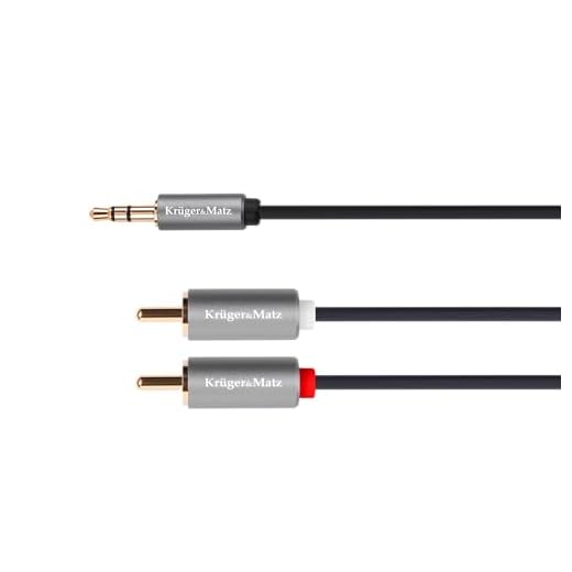 3,5-kontakter stereouttagningskabel – 2RCA 1,8 m Kruger & Matz Basic