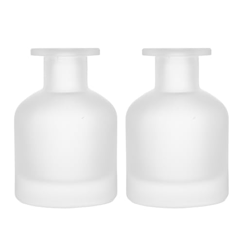 HOMSFOU Glass Diffuser Bottles: 2 Pcs Empty Reed Diffuser Container Refillable Aromatherapy Jars Replacement Bottles for DIY Home Fragrance & Essential Oils 150ml/5oz (White)