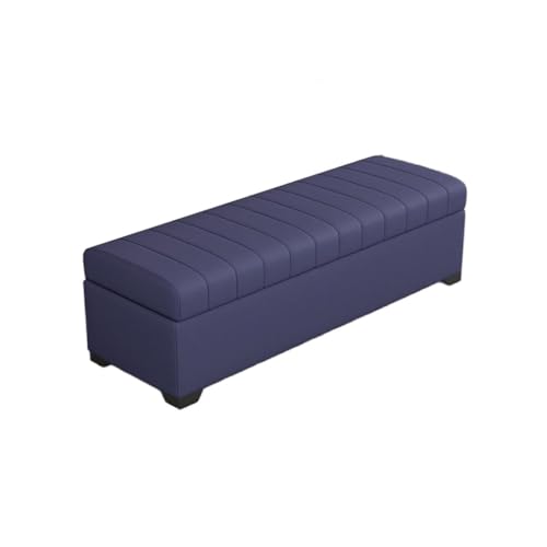 Banc de rangement rembourré bleu coffre gain de place entrée encombrée