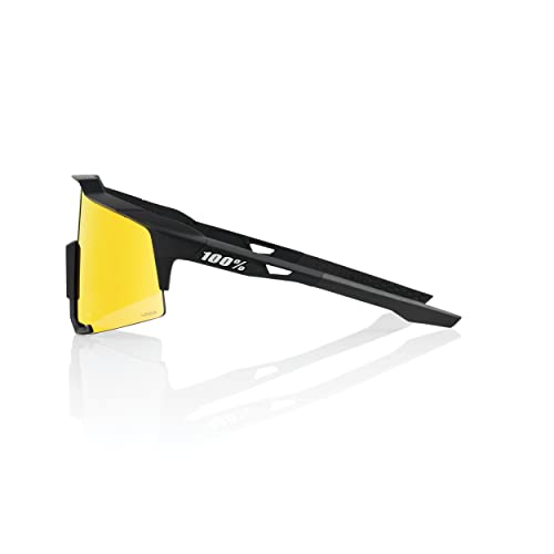 Image of 100% SPEEDCRAFT Sport Performance Cycling Sunglasses (Soft Tact Black - HiPER Red Multilayer Mirror Lens) | Soft Tact Black Frame, Hiper Red Multilayer Lens, Cat 2, Ultra HD Polycarbonate, Hard Case and Spare Lens