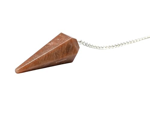 Image of Peach Moonstone Pendulum Dowsing Tool - Natural Crystal Pendulum for Spiritual Guidance - Premium Dowser Pendulum for Accurate Divination and Energy Healing - Perfect for Energy Healing and Chakra Balancing - Handcrafted with Precision and Elegance