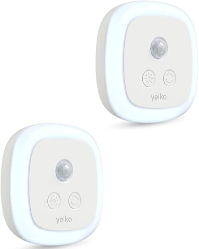 YELKO Motion Sensor Night Light with Dusk to Dawn Sensor - Plug in Cool White Anti-Glare LED Soft Cozy Glow 5 Level Dimmable Timer Function for Bathroom Hallway Kitchen Stairs Garage 2-Pack