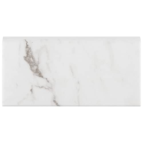 Somertile Classico Carrara Matte Bullnose 3" X 6" Ceramic Wall Trim Subway Tile #TOP12