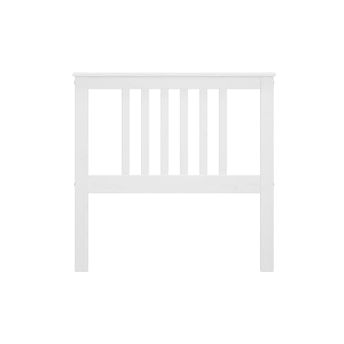MOBLIT Cabecero de Cama Serie Tabac de Madera de Pino Macizo, Cabecero para Somier 90 cm, Acabado Blanco Lavado, Diseño Robusto y Funcional para Dormitorio
