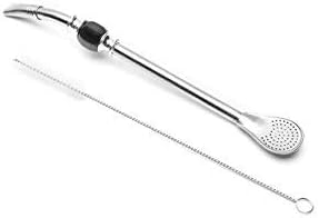 Balibetov [New] Premium Big Yerba Mate Stainless Steel Straw - Bombilla for Mate Gourd Drinking, with Removable Head Filter - Cleaning Brush Included - 8.5'' Long (22 cm) (Black)