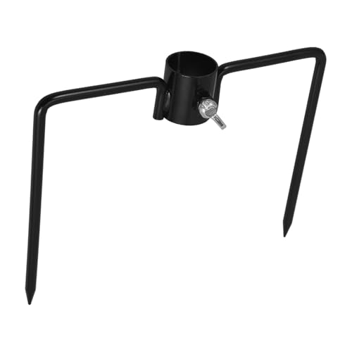 BIUDECO Soporte para Palo de Bandera de Hierro Negro 25 CM Estaca para Sombrilla de Patio 23-25 MM Gancho Pastor Multifuncional para Jardín y Uso Exterior Resistente