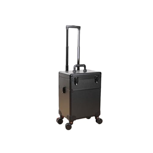 NYHGOXM プロ用 大容量 メイクボックス キャスター付き 鏡付き 化粧品収納ボックス 持ち運び便利 旅行用 多機能 ブラック (ブラック,20インチ2層)