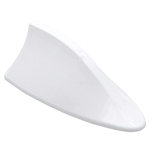 MOTO SHIELD Car Antenna, Shark Fin Antenna Roof Aerial Base AM FM Radio Signal, Original Car Color, Bright Paint ABS Decorative Antenna for Auto SUV Truck Van (White)
