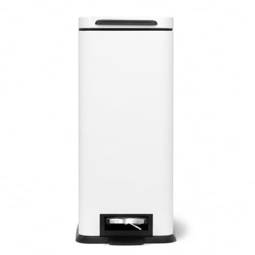 Image of Home Zone Living 8 Gallon Kitchen Trash Can with Slim Fit Design | Stainless Steel with Soft-Close Step Pedal Lid, Bag Tuck Band for Easier Bag Changes, Rectangular Shape, Black