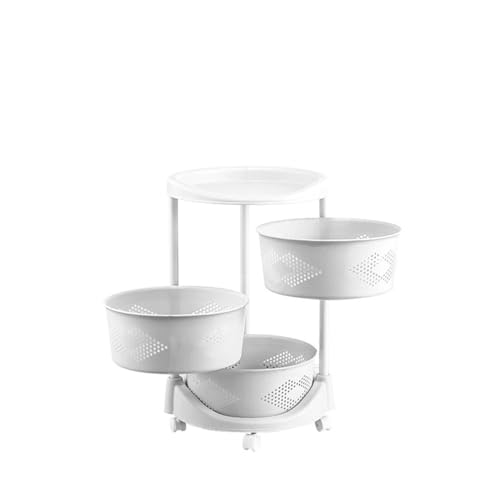 GXLBDK Carrito Auxiliar con Ruedas,Carrito Cocina Gran Capacidad Carro Cocina Verdulero Cocina Fruteros De Cocina Carrito De Cocina Carrito Baño Carrito Verdulero para Cocina,Blanca,14.3 * 22.4in