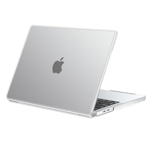 Image of BlueSwan Anti-Cracking Hard Shell Case Compatible for MacBook Pro 14 inch M5 2026 2025-2021 M4 M3 M2 M1 Pro /Max Chip, A3427 A3426 A3434 A3112 A3401 A2442,TPU Frame Matte Protective Cover,Frosted White