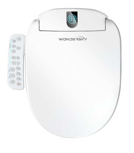 Round Bidet Toilet Seat, Smart Heated Toilet Seat with Warm Water and Dryer, Soft Close Bidet Seat with Adjustable Temperature, Stainless Steel Nozzle