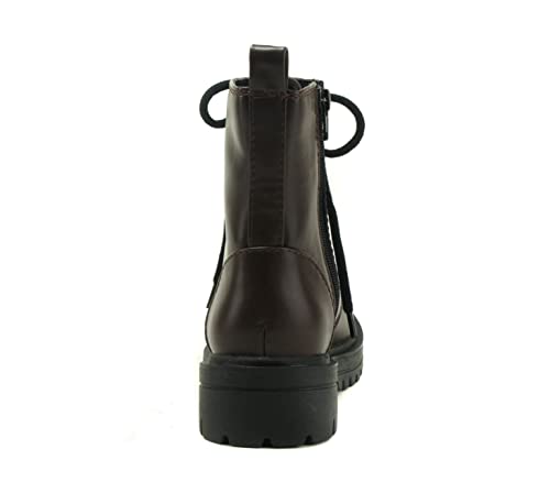 Image of Soda FIRM - Lug Sole Combat Ankle Bootie Lace up w /Side Zipper