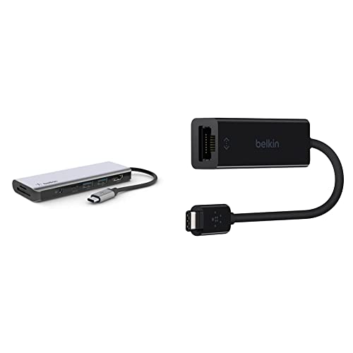 Belkin USB C Hub, 7-in-1 MultiPort Adapter Dock with 4K HDMI 1.4, USB-C ...