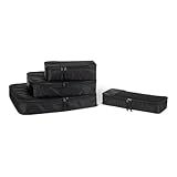 Amazon Essentials 4-Piece Packing Cubes Travel Accessories Set, Luggage Organiser with Double Zip, Mesh Top, 100% Polyester, Small/Medium/Large/Slim, Black (Previously Amazon Basics)