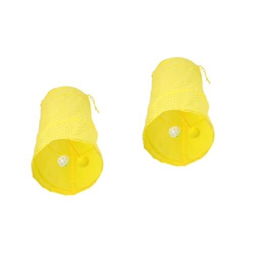 3個セット うさぎ 猫 フェレット用 ペットトンネルおもちゃ ナイロン製 鉄筋入り 折りたたみ式 オレンジ色 ハンギングボール付き 屋内遊び用 スポーツトイ ギフト対応 (黄色×2個,53*25*25cmx2pcs)