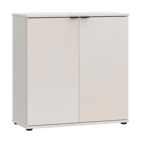 Forte Ganymede Kommode 80, minimalistische Kommode, 2-türig, Holzwerkstoff, Wohn-/Schlafzimmer, Kaschmir Beige, 80,1 cm breit x 82,3 cm hoch x 34,1 cm tief