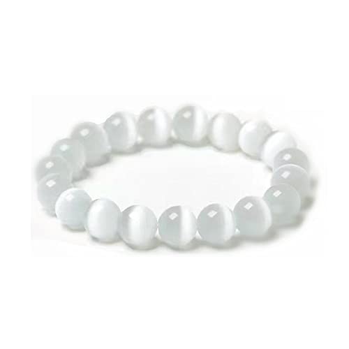 10mm Natural Gemstone Beads Bracelet Powerful Selenite Crystal Energy Stone Concentration Spirituality Handmade Fashion Jewelry Gift for Women-White