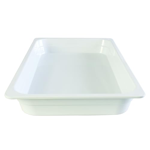 TrueCraftware- 2/4 Size 2-1/2” Deep Anti-Jam Food Pan Melamine White Color- Gastronorm Pan Steam Table Pan Platters Serving Trays Commercial Food Pan for Food Appetizers Fruit Veggies Desserts