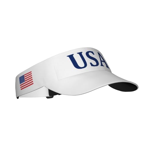 Visor Cap USA White Sun Adjustable Sports Beach Colorful Hat Men Women Adults
