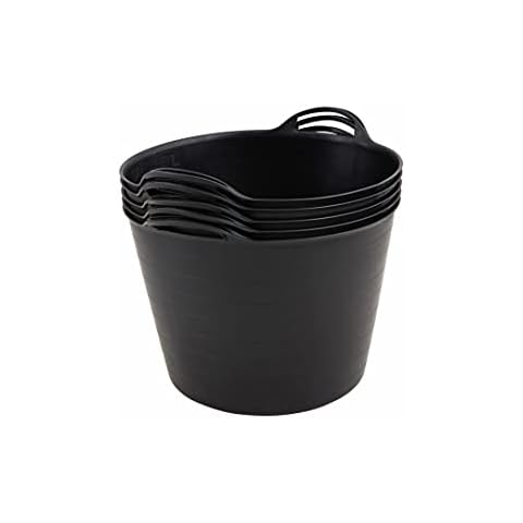 BiGDUG x5 42L Flexi Tubs Pack of 5 Black Plastic 26, 42, 65 Litre Multi Purpose Robust Flexi Tub Heavy Duty Home Garden Flexible Storage Container Bucket Lightweight (42 Litre Pack of 5) Cover