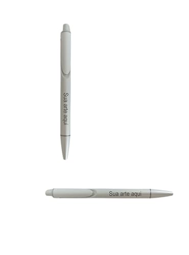 Caneta com clipe embutido personalizada com impressão uv colorida (Branco)