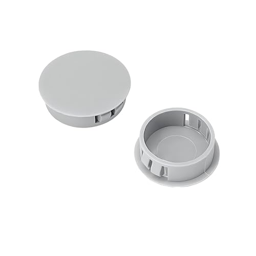 Qrity 20 PCS Plastic Button Plugs, 19mm Round Drill Hole Cover Caps, Snap on Type, Furniture Hole Caps, Grey