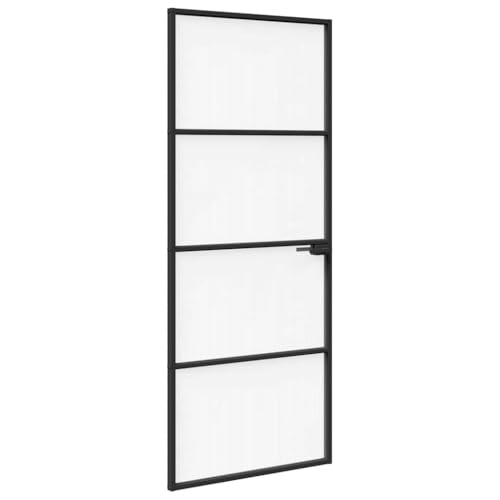vidaXL Puerta para el Hogar 83 x 201,5 x 3,5 cm, Puerta Interiores Rectangular Moderna, con Cristal Templado y Marco de Aluminio, Ideal para hogar, Oficina y renovaciones