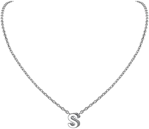 PROSILVER Solid S925 Silver Initial Necklace for Women, Simple Name Chain With S925 Stamp, Send Gift Box