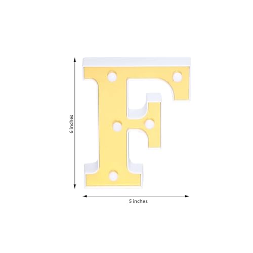 Image of Efavormart 6 inch Gold Marquee Letter F, Mirror Front Warm White LED Light Up 3D Sign, Battery Operated 72H Glow for Wedding Party & Wall Decor