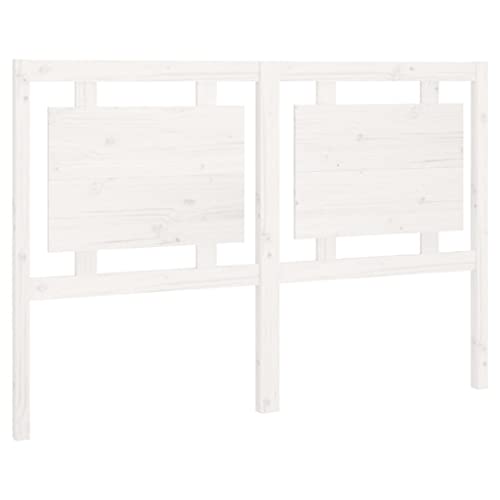 vidaXL Tête de Lit Accessoire de Lit Meuble de Chambre à Coucher Tête de Cadre de Lit Double Intérieur Blanc 145,5x4x100 cm Bois Massif de Pin
