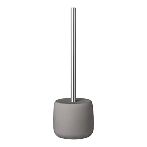 Image of blomus SONO Toilet Plunger with Decorative Holder - Ceramic Soft Touch with Stainless Handle - Modern Design - Satellite (Taupe)