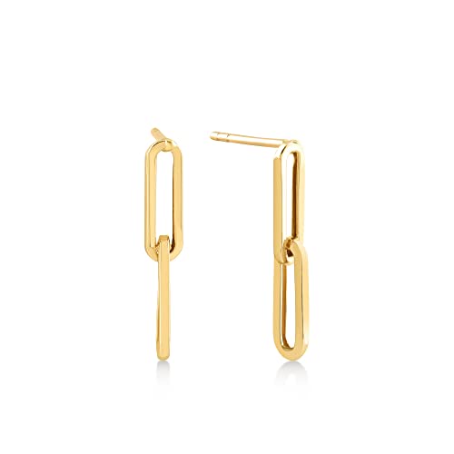 GELIN 14k Solid Gold Paperclip Earrings for Women
